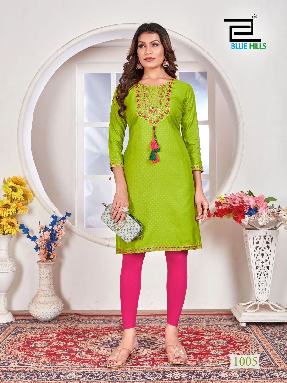 Blue Hills Priya Rayon 14Kg Wholesale Fancy Kurtis Catalog — Wholesale Kurtis, Blue Hills wholesale from Surat — view 7